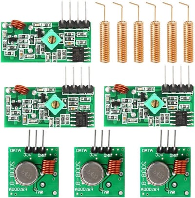 Set van 3 433MHz Draadloze Transmitter en Ontvanger Modules met Antenne voor Alarm en Beveiliging