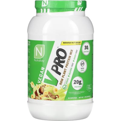 Nutrakey, V Pro, Mélange de Protéines Végétales Brutes, Pain aux Noix et Banane, 1,78 lb (810 g)