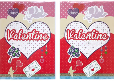 2 Wenskaarten - Valentijnskaarten - Valentine - 12 x 17 cm - VAL-010