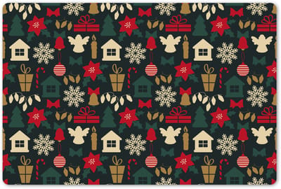 Placemats 45x30 cm - Placemat kunststof - 1 stuk - Patroon - Kerst - Symbolen - Borden onderleggers - Decoratie voor op tafel - Keuken tafeldecoratie accessoires - Vinyl onderlegger - Tafelversiering