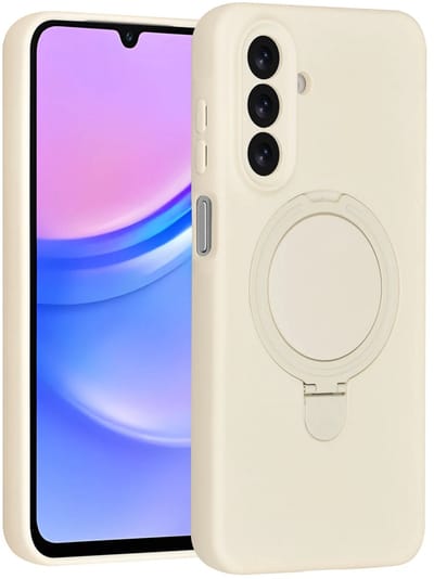 Backcover Hoesje Geschikt voor: Samsung Galaxy A17 5G & Samsung Galaxy A26 Volledig Dekkende Schokbestendige Siliconen Backcover met Ringstandaard – 360° Bescherming - Antique White