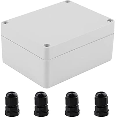 SnelShoppen - Elektronische Projectdoos 100 x 68 x 50 mm IP65 Waterdicht ABS Kunststof Aansluitdoos voor Buiten met 4 Stuks PG7 Kabelinvoer