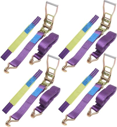 Ratelspanbanden voor auto's met haken - 4 stuks, 5000 kg, 4,5 m x 50 mm