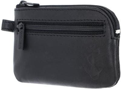 oxmox Leren sleutelgeval Leather Keyholder Freedom Anchor Embossed Black zwart