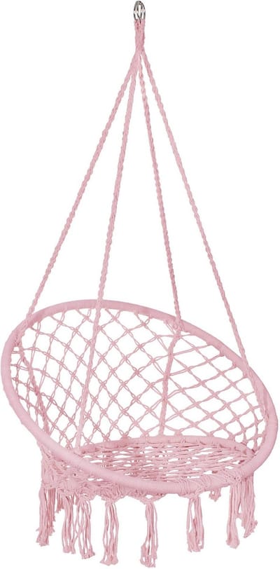 Springos Hangstoel | Binnen & Buiten | Belastbaar tot 150 kg | 120 x 79 cm | Roze