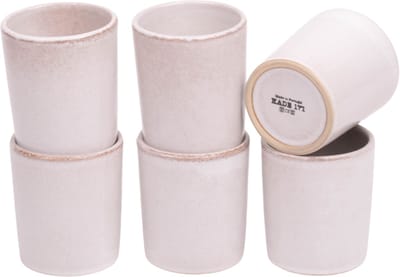Kade 171 Lissabon koffiekopjes 6 stuks 150 ml - Portugees stoneware wit bruine spikkel