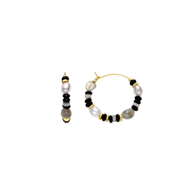 Luxenter Sterling Zilver 925 en Onyx 18k goud afgewerkt oorbellen - Nanys