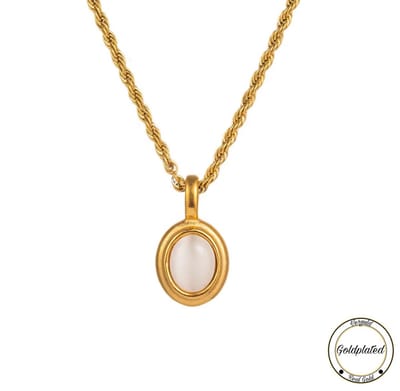 Borasi Witte Agaat Ketting | Goldplated | Goudkleurig | Edelstenen | Dames Sieraden | Agaat | Dames Ketting |