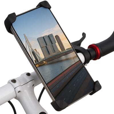 Universele telefoonhouder voor fiets, motor en step - smartphonehouder - fietshouder - draaibaar - zwart