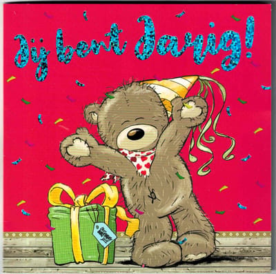 Wenskaart - muziekkaart - pop-out wenskaart - kaart met muziek - beertje - verjaardag - van harte gefeliciteerd - je bent jarig - verjaardag kind