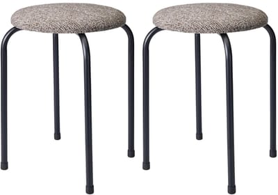 Home & Styling Bijzet krukje Tweed melange - 2x - metaal/stof - D40 x H48 cm - Meubels - Zitten