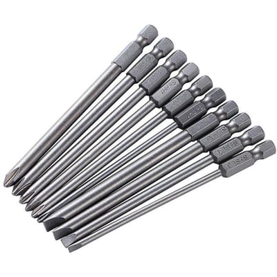 Schroevendraaierset Sterke Magnetische Batchkop Staal Sleufkop Kruiskop Schroevendraaierbits Autoreparatie Utility Elektrisch Gereedschap Accessoires 10cm grijze kleur