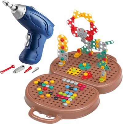Kinder Gereedschapskist - Educatief Speelgoed - Creatief Bouwen - 203 Delige Set - 26 x 25 x 6 cm