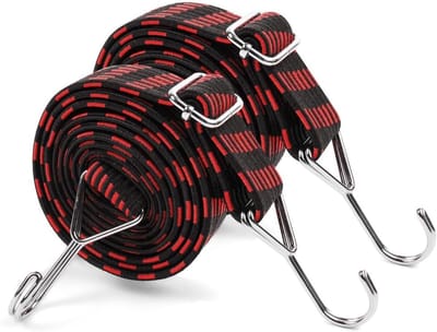 Bungeekoorden, 3 cm Brede Platte Bungeekoorden Met Haken, 2 Stuks, Premium Elastische Bagage Bungee-Riemen – Geschikt Voor Fietsen, Kamperen, Auto, Dakdrager En Dekzeilbevestiging.
