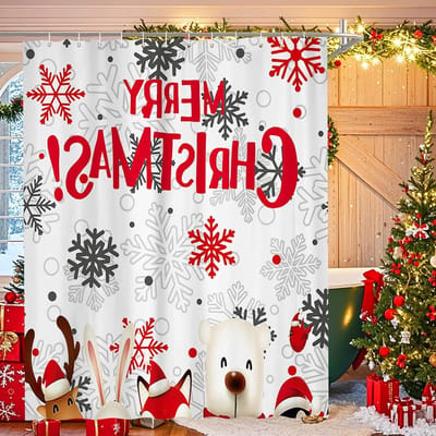 Mildew Bestendige Douchegordijn voor Badkamer, Waterdicht en 100% Polyester, Inclusief 12 Haakjes (Wit, 180x180cm)