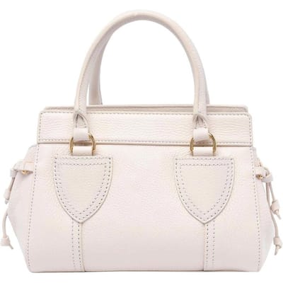 COCCINELLE Leren Schoudertas Handtas York Handbag Grained Leather Lambskin White Crème