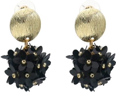 Oorbellen bloemen – zwart – 3,5x2,5 cm