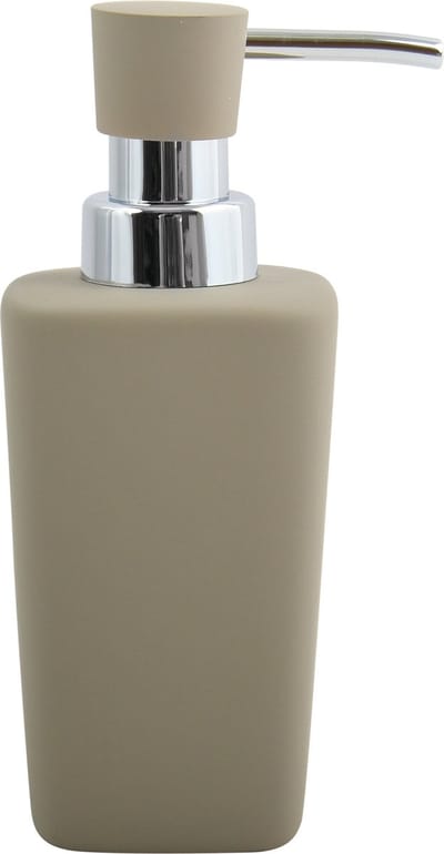 MSV Zeeppompje/dispenser - Haiti - keramiek - taupe/zilver - 6 x 15 cm - 240 ml