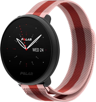 Strap-it Luxe Milanese bandje - geschikt voor Polar Ignite / Ignite 2 / Ignite 3 / Unite / Pacer - rood/roze