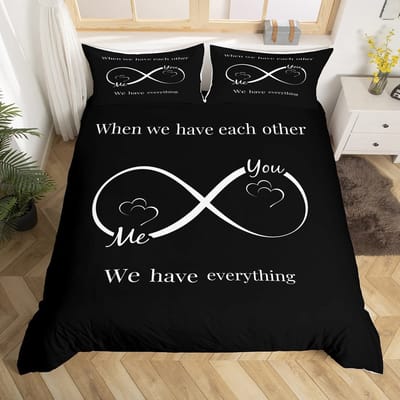 Custom Naam Geliefde Beddengoed Set, Koppel Dekbedovertrek Kamer Decoratie, Romantisch Cadeau Dekbedovertrek Gepersonaliseerde Dekbedovertrek Kussensloop US Full(200x230cm)