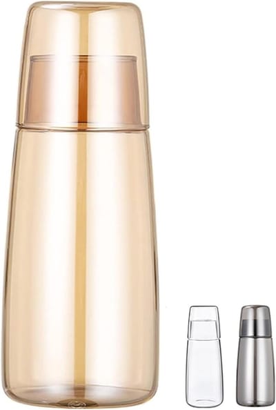 Nachtgroene waterkaraf met glazen set voor slaapkamer, gastenverblijf, badkamer en keuken - 750ml, ideaal voor koude dranken en mondwater