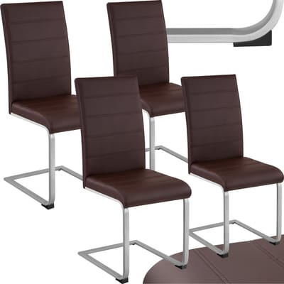 tectake® Eetkamerstoelen Bettina - Kunstleren stoelen voor Eettafel - Keukenstoelen met ergonomisch gevormde rugleuning - Diverse kleuren en sets - Maximale belasting 120 kg - Afmeting (LxBxH) 41 x 52 x 99 cm - Set van 4 - Bruin