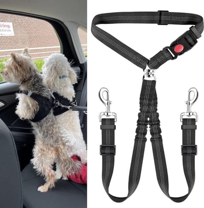 Verstelbare Dubbele Hond Veiligheidsgordel voor in de Auto
