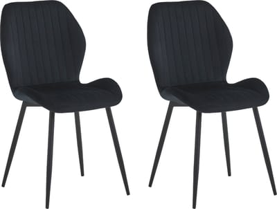 Colenis® - Sunny Eetkamerstoel - Set Van 2 - Zwart - Velvet - Industrieel
