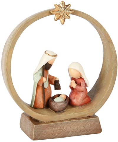 Dekoratief | Kerststalfiguren in boog, bruin/rood, resina, 10x4x12cm | A255707