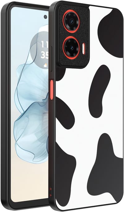 Smartphonica Telefoonhoesje Geschikt voor Motorola Moto G04 - G24 - G24 Power - E14 met Koeienvlekken Opdruk - TPU Backcover Case With Cow Patches Design