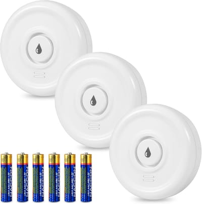 Waterdetector - Watermelder Lekdetector - Voorkom Watersschade - 100dB Alarm - 3 stuks - Wit