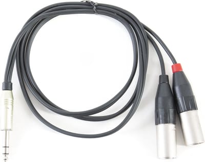 MUSIC STORE Y-kabel 6,3mm jack.-> 2 XLR 1,5 Amphenol stekker, kabel zwart - Insert kabel