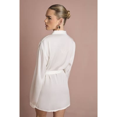 boohoo Dames Bruidskamerjas Van Satijn Met 'Bride' Borduursel - Kort Model | Wit | Maat: 40