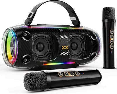 Karaokemachine Met 2 Draadloze Microfoonluidsprekers, Draagbaar PA-Systeem Voor Volwassenen En Kinderen – Ideaal Voor Thuisbijeenkomsten, Verjaardagsfeesten En Vakantiefeesten