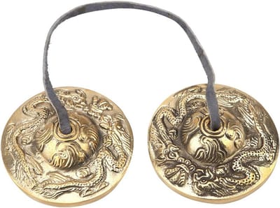Boeddhistische Tingsha Cimbaaltjes met Dubbele Draken - Klankschalen voor Yoga, Meditatie en Sound Healing