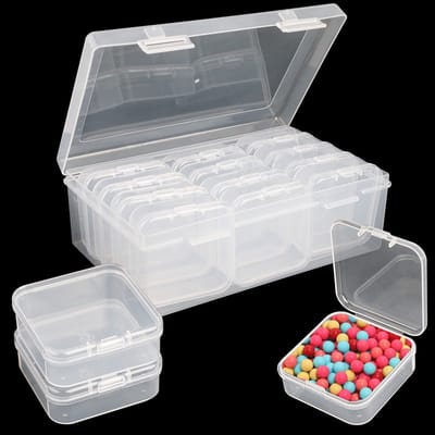 Dailygoods - Bead Organizer Opbergdoos 13 STKS Kleine Opbergdozen Plastic Opbergdoos Mini Clear Bead Opbergcontainers met scharnierend Deksel, Rechthoek Craft Supply Case voor Kleine Items Sieraden DIY
