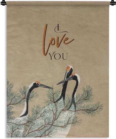 Wandkleed - Wanddoek - I love you - Spreuken - Quotes - Liefde - Relatie - 90x120 cm - Wandtapijt