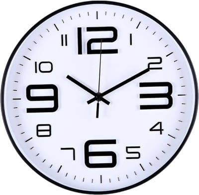 HSXL - Kleine 30cm Design Wandklok met Stil Quartz Uurwerk - Zwart / Wit - HSM002 - Analoog - Klok Modern - Kantoor / Keuken / Slaapkamer / Woonkamer Muurklok