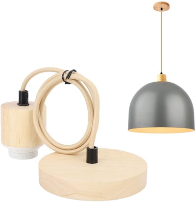 Vintage Houten E27 Hanglamp met Verstelbare Kabel voor Keuken en Bar