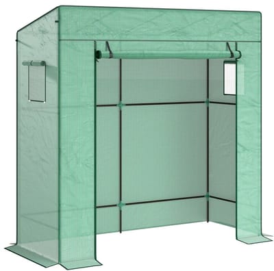 Kas met Roldeuren en Gaasraam - Tuinkas - Polytunnelkas - Foliekas - Broeikas - Koude Bak - Kweekkas - Tomatenkas - Groentekas - Plantenkas - voor Groenten, Bloemen, Planten - 196x77x197 cm - Groen