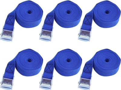 Spanbanden met Ratel - Bagage Spanners - Vervoer Vastzetten - Zes Stuks Set - 25mm x 3m - Donkerblauw