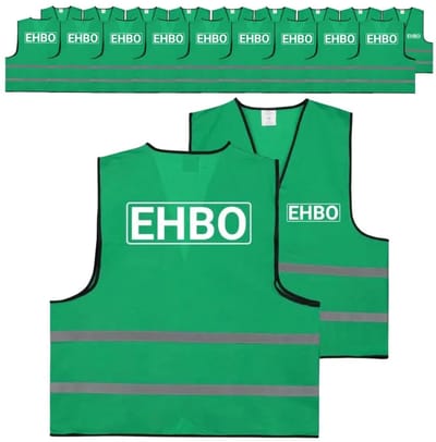 EHBO hesje groen | voor- en achterkant bedrukt | 10 stuks