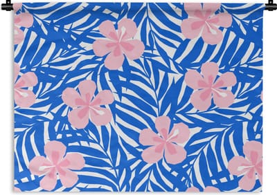 Wandkleed - Wanddoek - Hawaii - Bloesem - Tropisch - Patronen - 60x45 cm - Wandtapijt