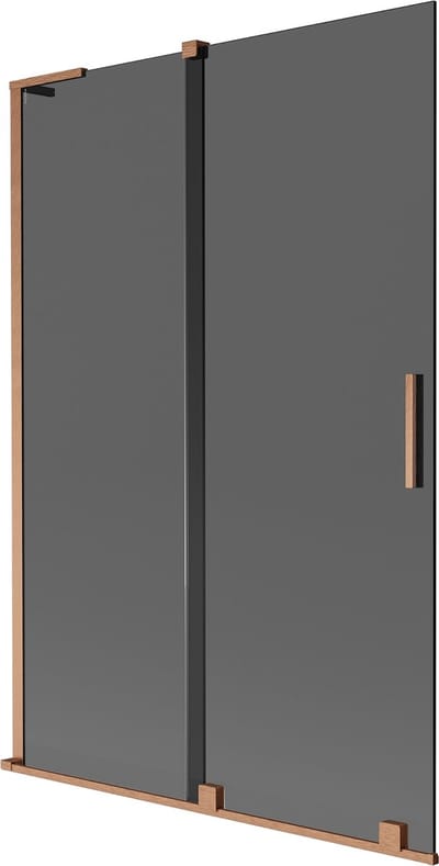 Mexen Velar L badwand 2-vleugelig schuifbaar 120 x 150 , grafiet, geborsteld koper - 896-120-003-41-65