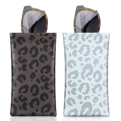 Dailygoods- Brillenkoker Zacht Leer - Brillenkoker Dames/Heren - Krasbestendig - Opvouwbaar - 2 Stuks - Inclusief Reinigingsdoek - Zonnebrillenkoker