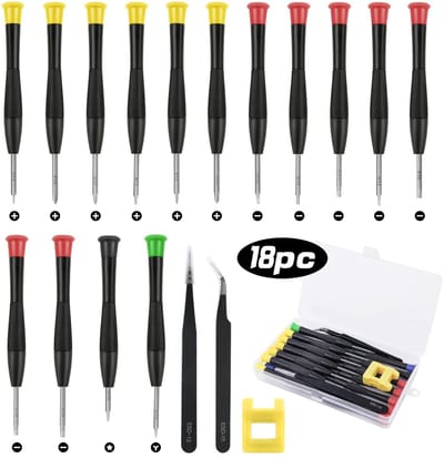 Allecto - Ainiv Schroevendraaier voor Horlogemakers - Precisie Mini Schroevendraaierset - 18-delig - Meerkleurig - Voor Reparatie van Horloges en