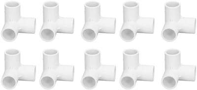 Hoekverbinding 90 Graden - 3-Weg Buisschroefverbinding - PVC-Materiaal - Eenvoudig te Verbinden - Set van 10 Stuks - Hoogglans Afwerking - Pijpschroefverbinding
