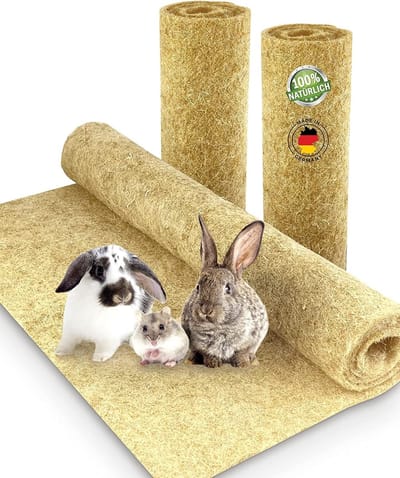 Knaagdiertapijt Hennep - Vloerbedekking Bodem - Kleine Dieren - 100% Natuurlijk Materiaal - 100x50cm - Naturel