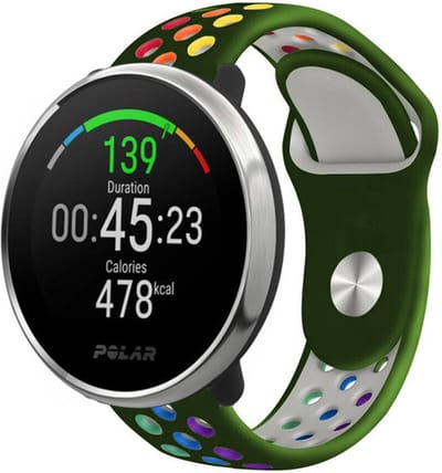 Strap-it Siliconen sport bandje - geschikt voor Polar Ignite / Ignite 2 / Ignite 3 / Unite / Pacer - legergroen/kleurrijk