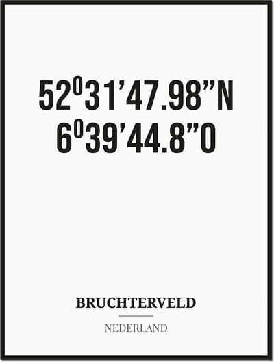 Poster/kaart BRUCHTERVELD met coördinaten